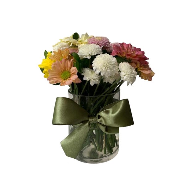 Vaso de Vidro com Margaridas