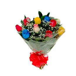 Imagem de Buque 12 Rosas Coloridas