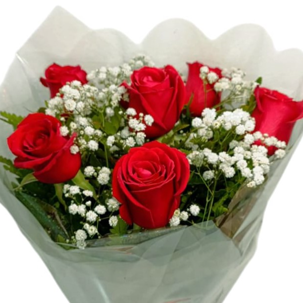 Buquê 6 Rosas Vermelhas Tradicionais