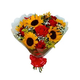 Imagem de Buque Sintonia de Rosas e Girassol