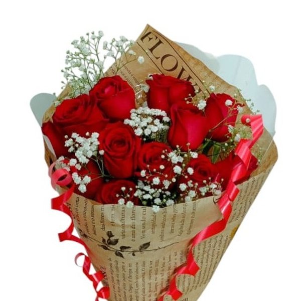 Buquê Cone 12 Rosas Vermelhas