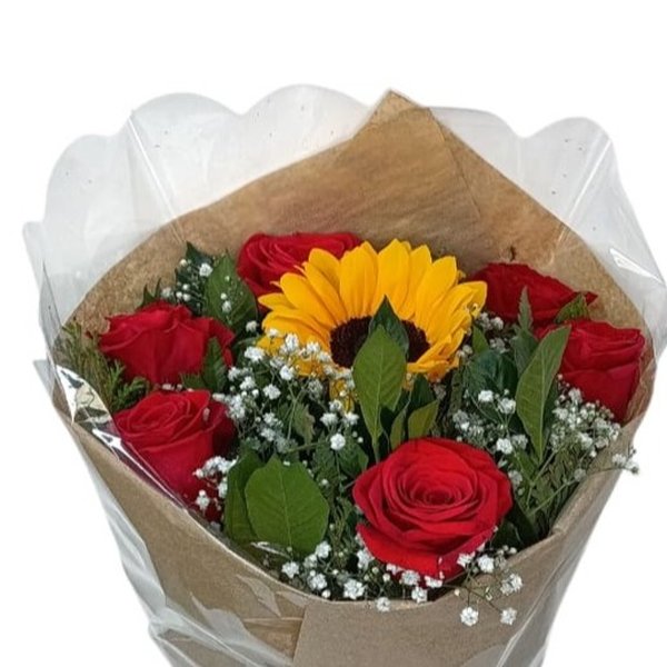 Buque 6 Rosas e 1 Girassol