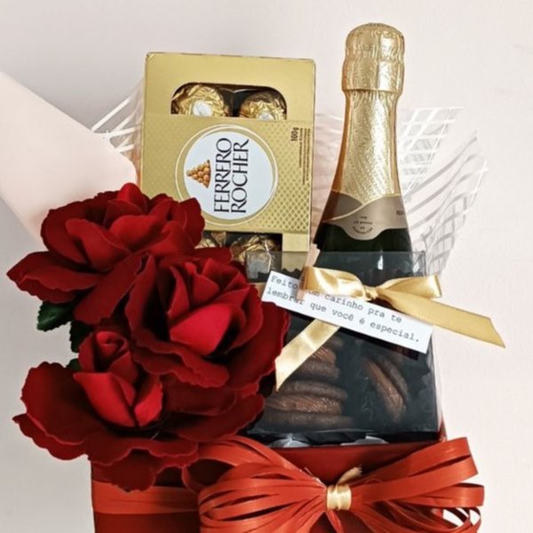Espumante com Rosas e Biscoitos Presente Especial