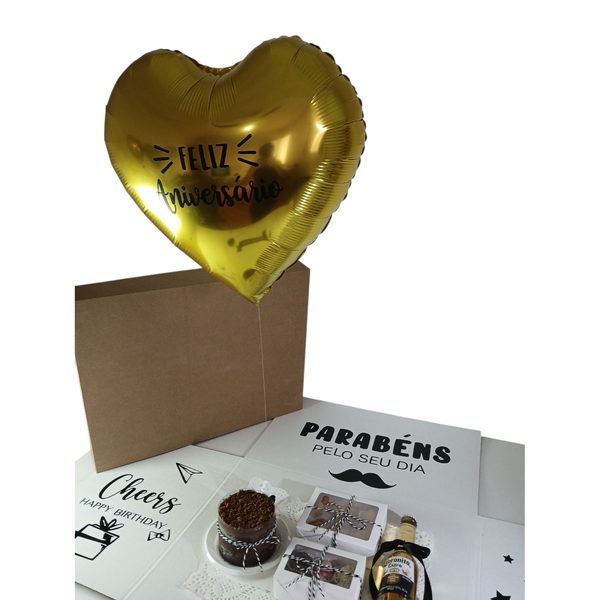 Caixa Surpresa Aniversário Luxo Dourado