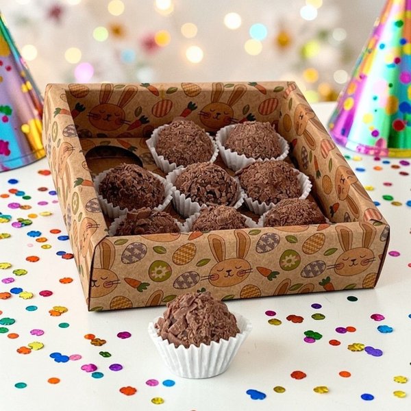 Caixa de Brigadeiros Gourmet - Tema Páscoa Encantada 
