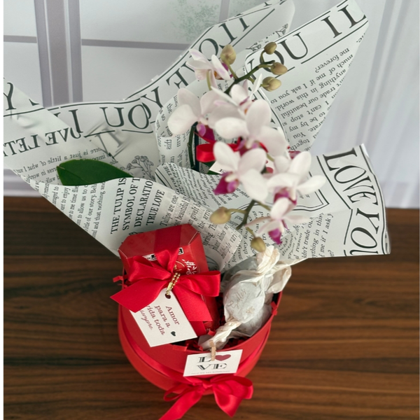 Box Vermelha Orquídea e Chocolates