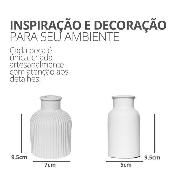 Conjunto 2 Vasos Garrafa Cimento com Flores Secas