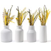 Conjunto 4 Vasos Garrafa Cimento com Flores Secas