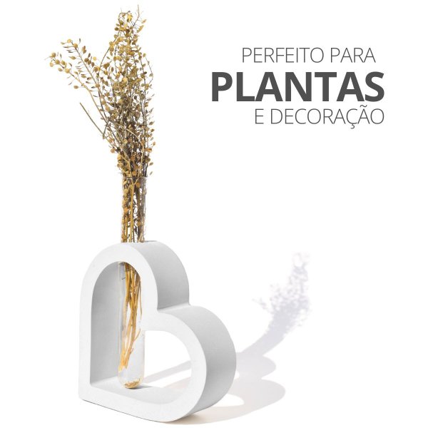 Vaso Hidropônico Coração Cimento Tubo Flor Seca 16,5cm