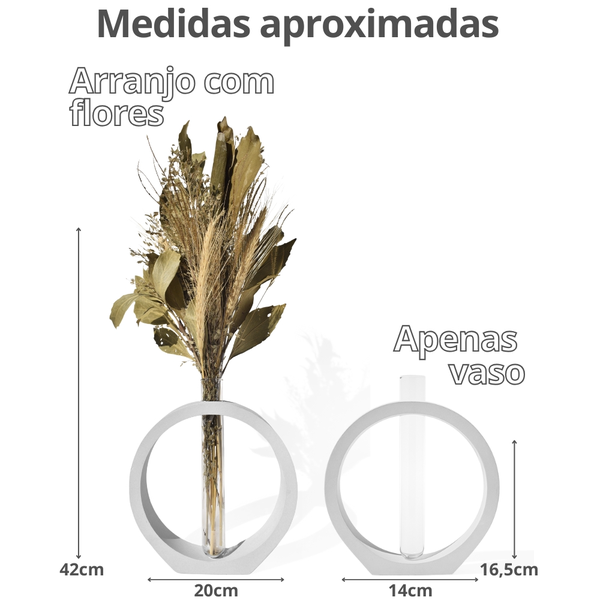 Arranjo De Flores Secas Decorativo Vaso Solitário Anel