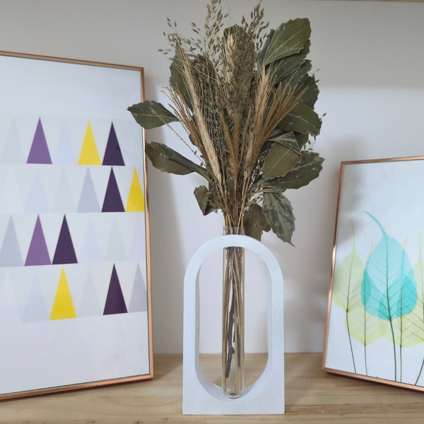 Arranjo De Flores Secas Decorativo Vaso Solitário Port