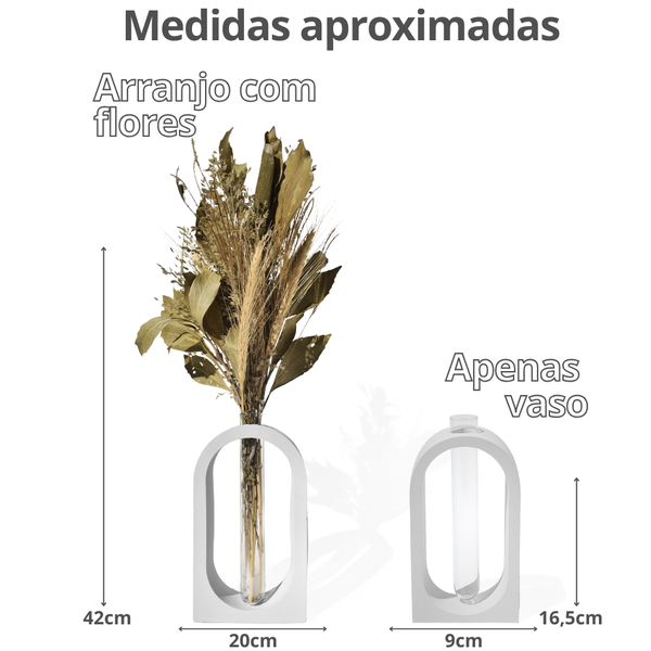 Arranjo De Flores Secas Decorativo Vaso Solitário Port
