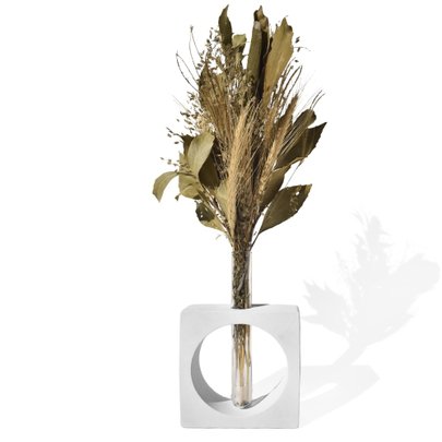 Arranjo De Flores Secas Decorativo Vaso Solitário Quad