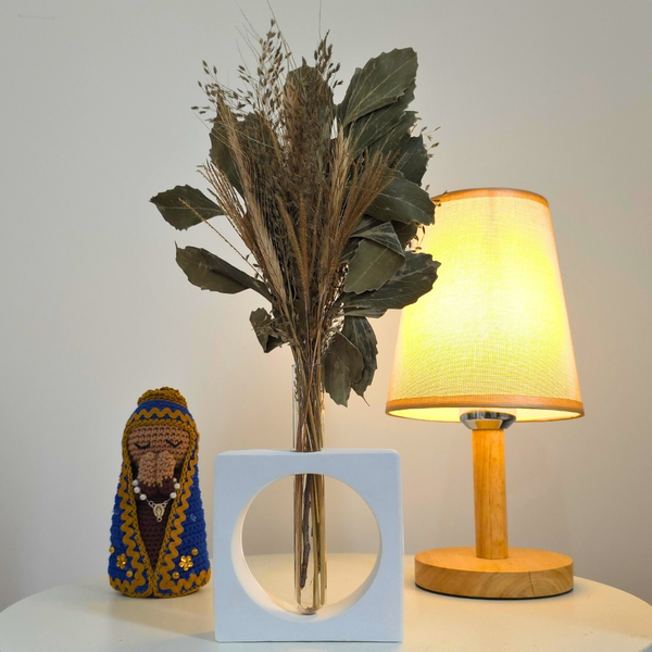 Arranjo De Flores Secas Decorativo Vaso Solitário Quad