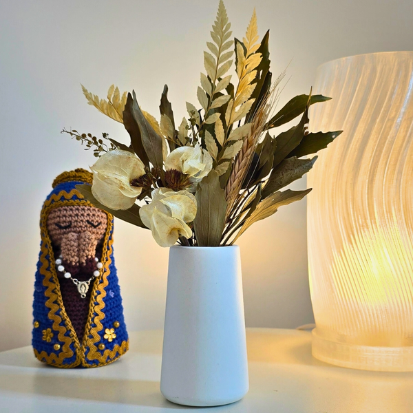 Arranjo De Flores Secas Decorativo Vaso Garrafa Lisa