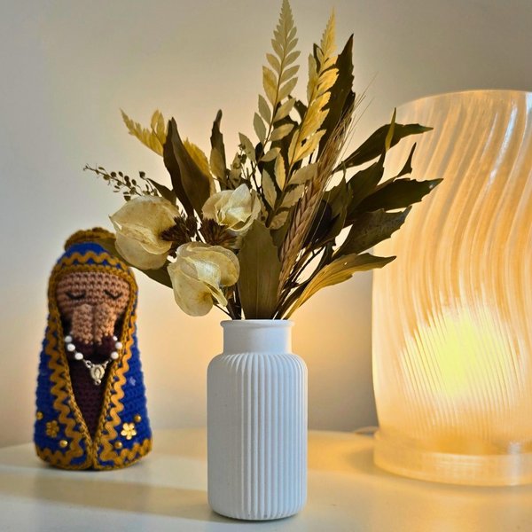 Arranjo De Flores Secas Vaso Decorativo Garrafa Listra