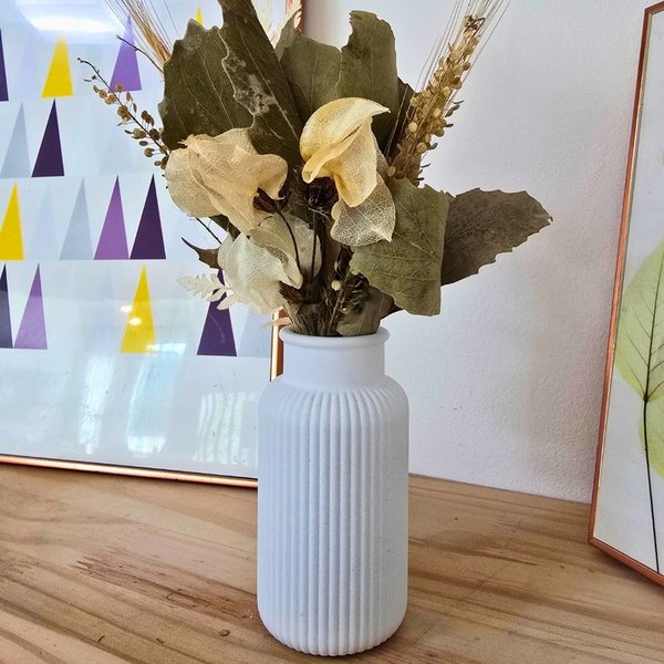 Arranjo De Flores Secas Vaso Decorativo Garrafa Listra