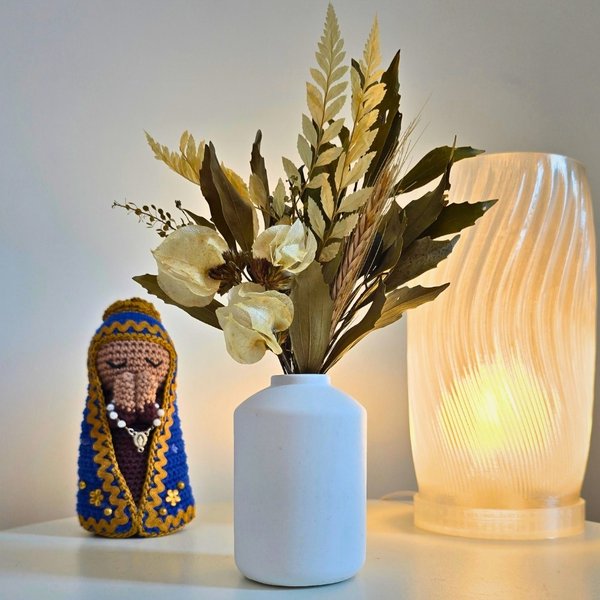 Arranjo De Flores Secas Decorativo Vaso Garrafa Cilín