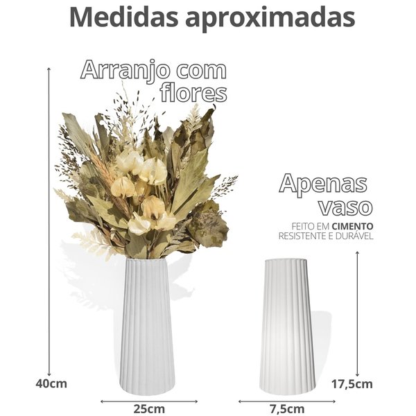 Arranjo De Flores Secas Decorativo Vaso Solitário List