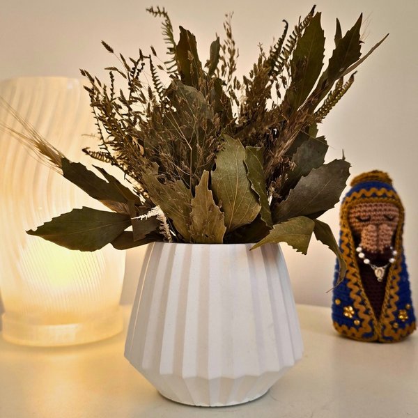 Arranjo De Flores Secas Decorativo Vaso Diamante