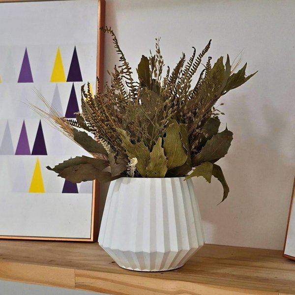 Arranjo De Flores Secas Decorativo Vaso Diamante