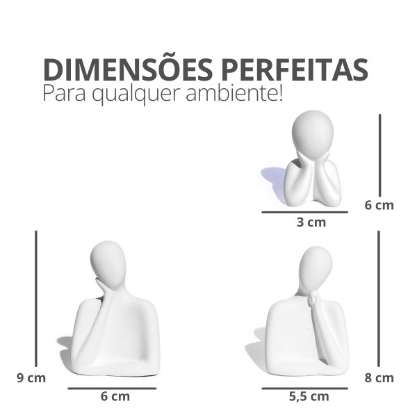 Jogo de Estátuas Decoração Artesanal Família 3 Peças