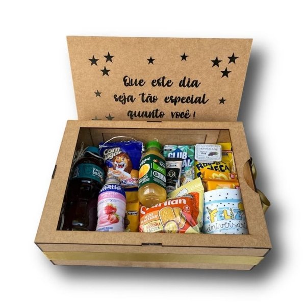 Cesta de Café da Manhã Caixa Feliz Aniversário