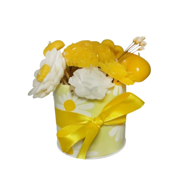 Arranjo Flores de Velas Aromáticas Amarelas