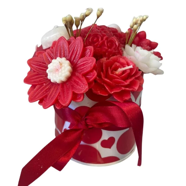 Arranjo Flores de Velas Aromáticas Vermelhas