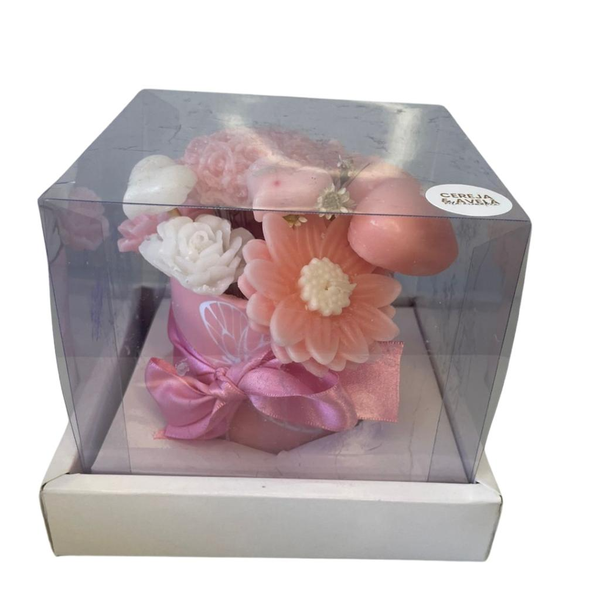 Arranjo Flores de Velas Aromáticas Rosa
