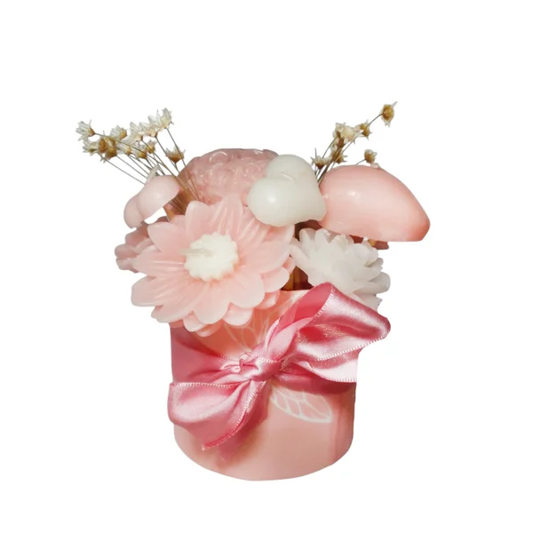 Arranjo Flores de Velas Aromáticas Rosa