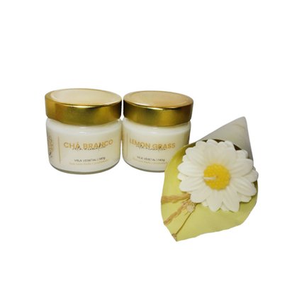 Kit Flor Aromática Amarela com Velas