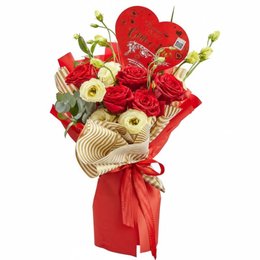 Imagem de Buquê de Rosas Vermelhas Colombianas com Bombons Finos