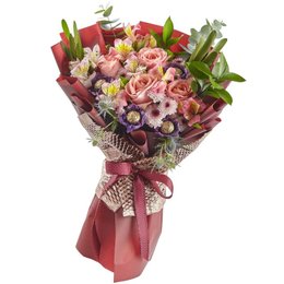 Imagem de Buquê Coreano de Rosas Importadas com Chocolate Fino