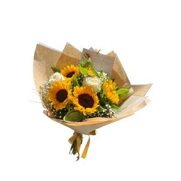 Imagem de Buquê Girassol com Rosas Brancas 