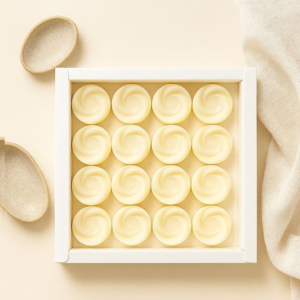 Kit 16 Velas Wax Melts Chá Branco + Rechaud + Velinhas