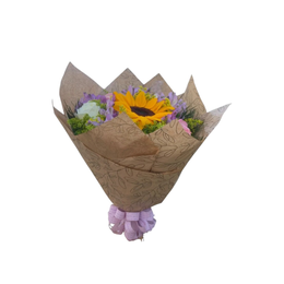 Imagem de Buquê Rosas Coloridas e Girassol