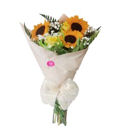 Imagem de Buquê Trio de Girassóis e Folhagem 