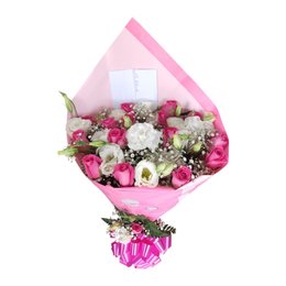 Imagem de Buquê Luxo Rosas Pink e Lisianthus