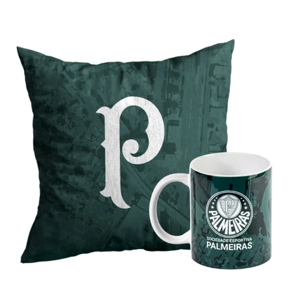 Kit Presente Almofada e Caneca Oficial Time Palmeiras 
