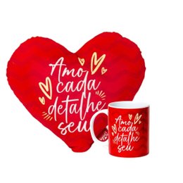 Imagem de Kit Almofada Coração e Caneca Amo Cada Detalhe Seu