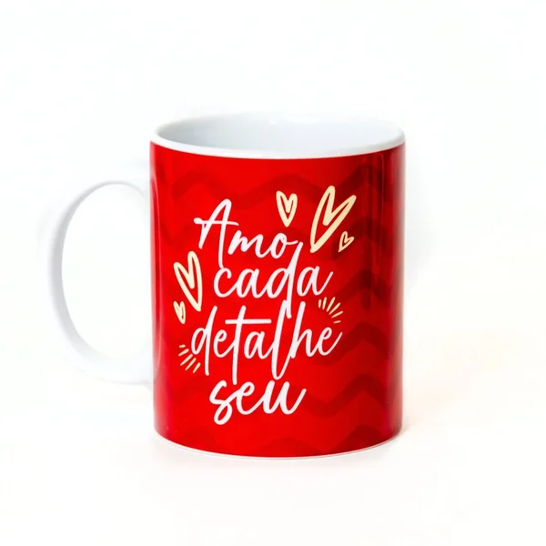 Kit Almofada Coração e Caneca Amo Cada Detalhe Seu