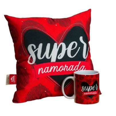Kit Presente Almofada e Caneca Super Namorada
