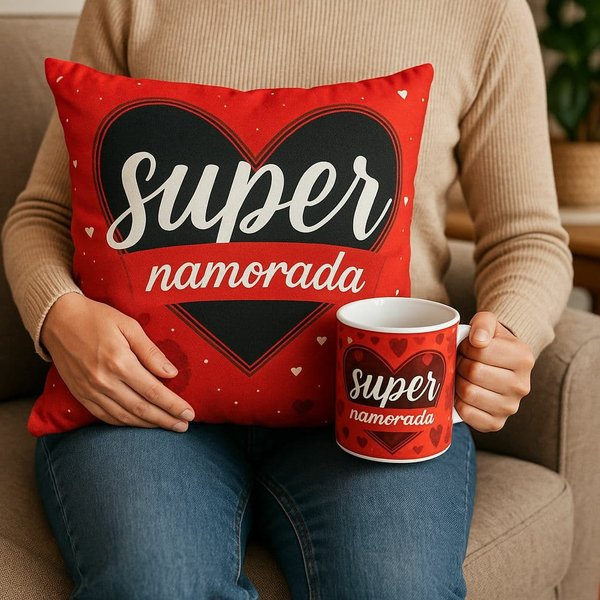 Kit Presente Almofada e Caneca Super Namorada