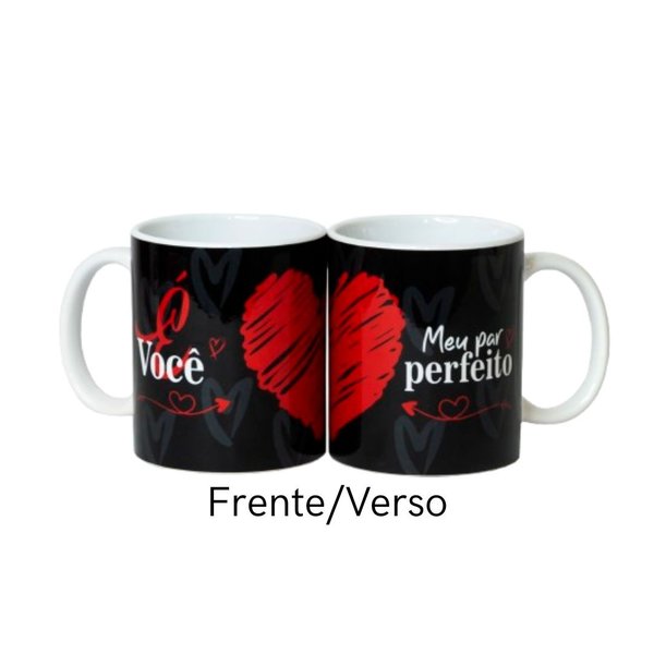 Kit Presente Almofada Coração e Caneca Par Perfeito