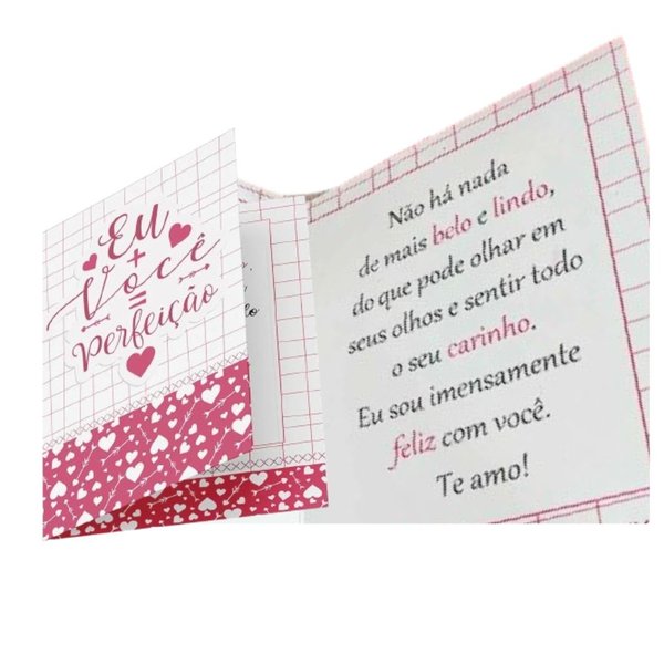 Kit Par Perfeito Caneca Copo Almofada Coração e Cartão