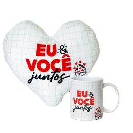 Imagem de Kit Presente Almofada Coração Caneca Eu e Você Juntos