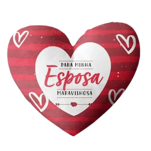 Kit Almofada Coração e Caneca Minha Esposa Maravilhosa