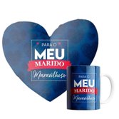 Kit Almofada Coração e Caneca Meu Marido Maravilhoso