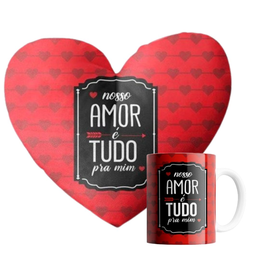 Imagem de Kit Almofada Coração Caneca Nosso Amor é Tudo Pra Mim